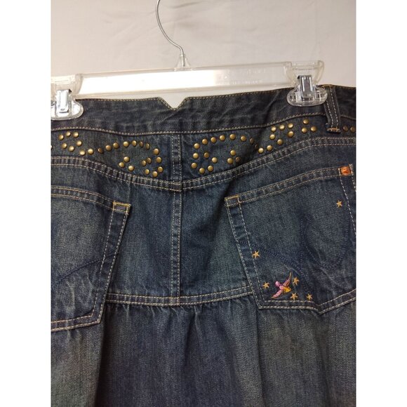 Whistles Denim A-Line Skirt Embroidered Bird Design & Stud Details Womens Size 1 - Picture 6 of 8